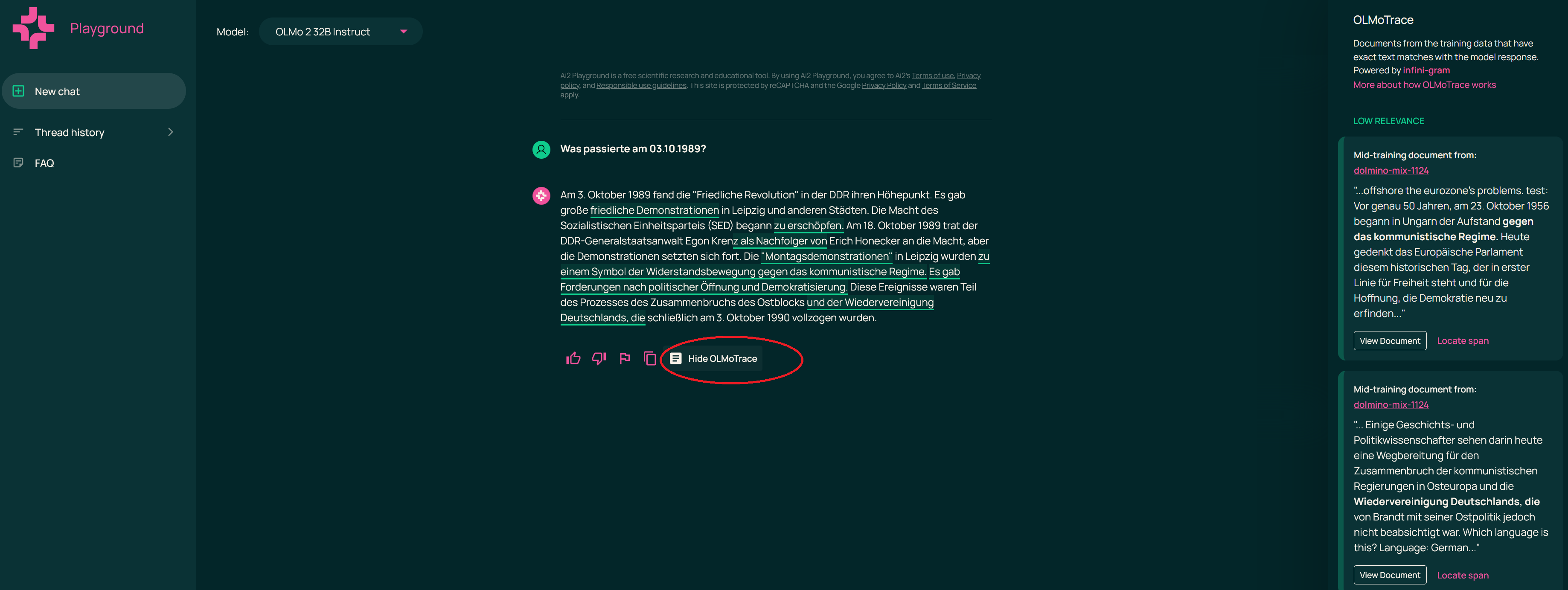 Test OLMoTrace