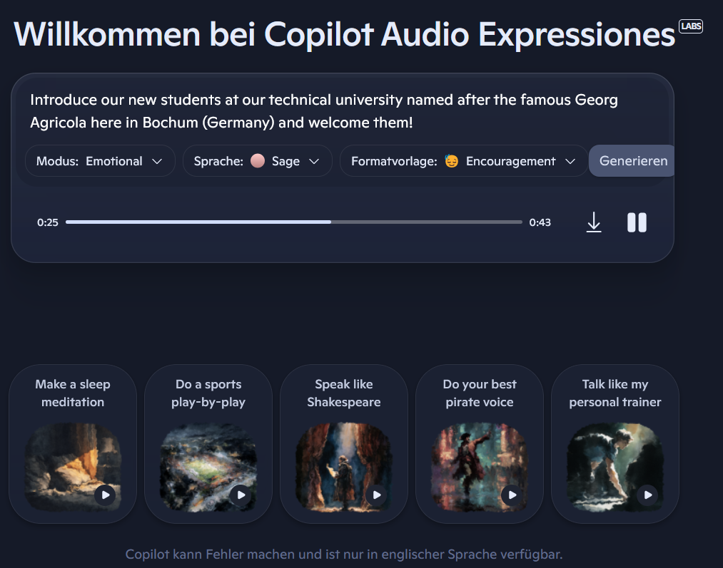 Audio Expressions by CoPilot