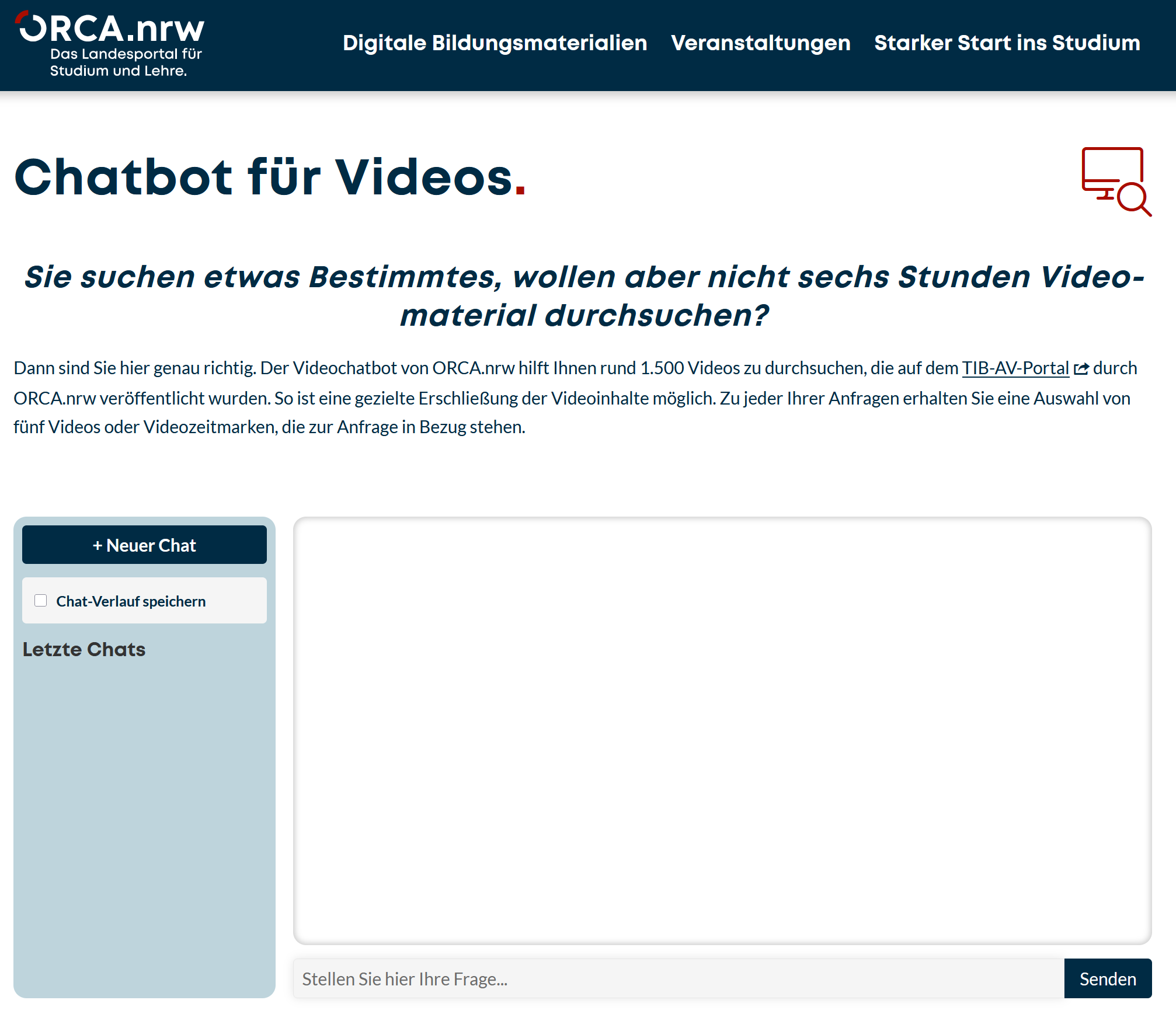 ORCA.nrw and ChatBot for Videos