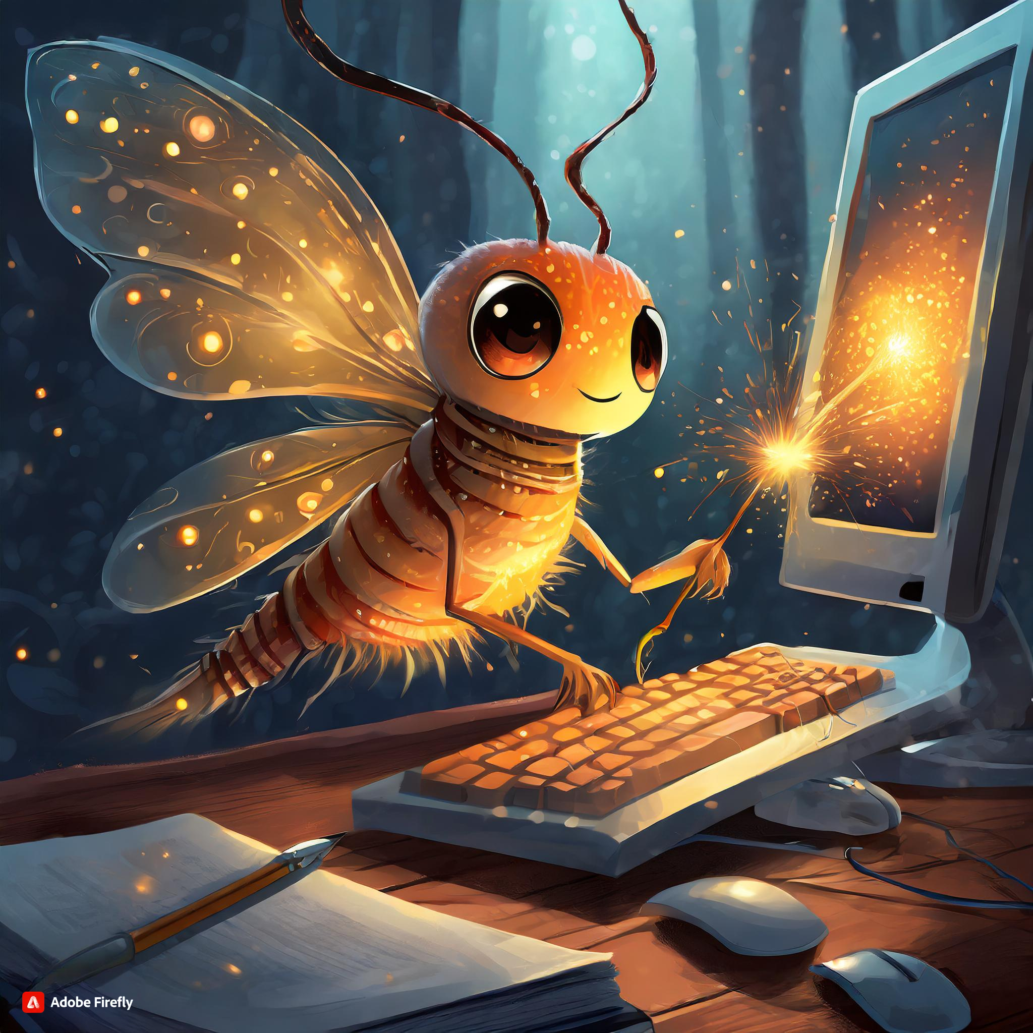 Firefly and a Computer by Adobe Firefly
