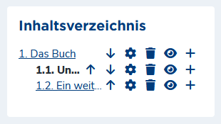 Screenshot des inhaltsverzeichnisses im Bearbeitungsmodus