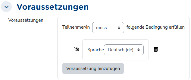 Konfiguration von Voraussetzungen