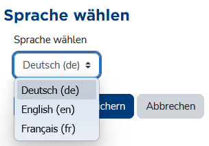 Profileinstellung zur bevorzugten Sprache
