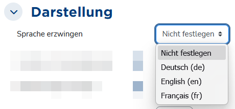 Einstellung zur Kurssprache